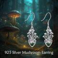 wholesale 925 Sterling Silver Moss Agate Amethyst Moonstone Mushroom Drop Earrings-0-2