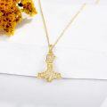 wholesale 14K Gold & 5A CZ Thor Hammer Necklace - Mjolnir Viking Pendant for Women with Adjustable Chain-0-2