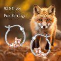 wholesale 925 Sterling Silver Rose Gold Sleeping Fox Hoop Earrings for Women Girls -0-5