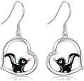 wholesale 925 Sterling Silver 925 Black Enamel Skunk Drop Dangle Hook Stud Earrings s for Girls & Women-0-0