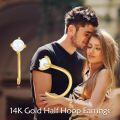 wholesale 14k Gold Round White Opal Prong Set Hook Stud Earrings-0-4