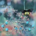 wholesale 925 Sterling Silver Butterfly Bracelet With Turquoise Stones And Charm-0-1