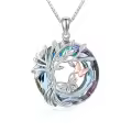 TOUPOP Sterling Silver Purple Crystal Butterfly Tree Of Life Pendant Necklace-0-0