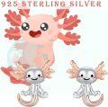 wholesale 925 Sterling Silver Moonstone Axolotl Stud Earrings with Rose Gold Wings and Tail-0-5