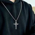 wholesale 925 Sterling Silver Jesus Crucifix Cross Pendant Necklace Oxidized Silver Inri Chain-0-4