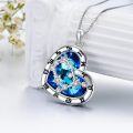 wholesale 925 Sterling Silver Blue Crystal Heart Zodiac Constellation Pendant Necklace-0-3