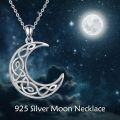wholesale 925 Sterling Silver & Hypoallergenic Celtic Moon Necklace - Viking Style Unisex Pendant (0.82x0.71) with 18-20 Chain - Gift for Women Men-0-1