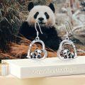 wholesale 925 Sterling Silver Heart-Shaped Panda Family Drop Earrings with Cubic Zirconia and Engraved I Love You Forever-0-3