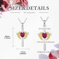 wholesale  Metal Cubic Zirconia Angel Wing Cross Necklace with Heart Birthstone 0 06cttw -0-4