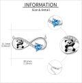 wholesale 925 Sterling Silver Heart-Shaped Blue Zircon Infinite Panda Charm Necklace for Women Gifts-0-4
