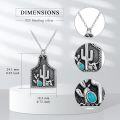 wholesale 925 Sterling Silver Turquoise Southwest Desert Cactus Pendant Necklace for Women Girls Gifts-0-5