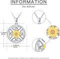 wholesale 925 Sterling Silver Sunflower Pendant Necklace with Celtic Knot Design and Gold Plated Centerstone Irish Jewelry for Women Girls Gifts-0-5