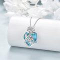 wholesale TOUPOP Mother Daughter Necklace With Blue Heart Crystal 925 Sterling Silver Rose Flower Pendant Necklace Christmas Birthday Mothers Day Jewelry Gifts For Women Mom Mother -0-3