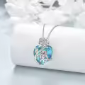 TOUPOP Sterling Silver Blue Crystal Mother Daughter Rose Pendant Necklace-0-3
