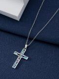 wholesale 925 Sterling Silver Abalone Shell Inlay Faith Cross Pendant Necklace s for Women-0-3