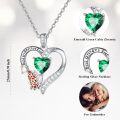 wholesale 925 Sterling Silver Green Crystal Butterfly Heart Pendant Necklaces for Mom Grandmother Gifts-0-4