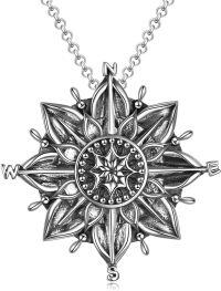wholesale 925 Sterling Silver Evil Eye Compass Pendant Necklace s for Women and Men-01-Compass Necklace