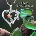 wholesale 925 Sterling Silver Heart Rose Snake Pendant Necklace for Women Birthday Gifts Animal Lover Jewelry-0-4