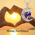 wholesale TOUPOP Sapphire September Birthstone Necklace 925 Sterling Silver Moon And Star Pendant Necklace Celtic Moon Sapphire Jewelry Anniversary Birthday Christmas Gifts For Women Wife Mom Her -0-2