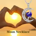 TOUPOP Sterling Silver Sapphire Moon Star Pendant Necklace-0-2