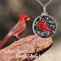 wholesale 925 Sterling Silver Cardinal Bird Round Keepsake Pendant Urn Necklace for Ashes Memorial Jewelry-0-4