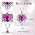 wholesale 925 Sterling Silver Red Crystal Angel Wings Heart Keepsake Pendant Necklace with Funnel and Fill Tool-0-15