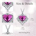 wholesale 925 Sterling Silver Red Crystal Angel Wings Heart Keepsake Pendant Necklace with Funnel and Fill Tool-0-15