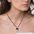 wholesale 925 Sterling Silver Black CZ Wave Mountain Pendant Necklace for Women-0-3