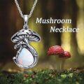 wholesale TOUPOP Mushroom Necklace For Women S925 Sterling Silver Malachite/moss Agate/opal/moonstone/black Onyx Oxidized Mushroom Pendant Jewelry Anniversay Birthday Gifts -0-3