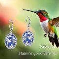 wholesale Sterling Silver Gold Plated Black Onyx Hummingbird Flower Dangle Leverback Earrings-0-5