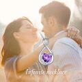 wholesale TOUPOP Birthstone Necklace For Women S925 Sterling Silver Infinity Love Necklace Infinity Moon Jewelry Birthday Christmas Gifts For Women Mom Wife Girlfriend, 18"+2" Inches -0-2