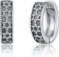 wholesale 925 Sterling Silver Star of David Celtic Knot Huggie Earrings 14mm Diameter-O-Star of David