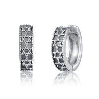 wholesale 925 Sterling Silver Star of David Celtic Knot Huggie Earrings 14mm Diameter-O-Star of David