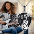 wholesale 925 Sterling Silver Heart-Shaped Music Note & Treble Clef Guitar Pick Necklace for Women and Girls-0-5