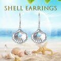 wholesale 925 Sterling Silver Shell Drop Earrings with Opal Stone - Halloween Gift for Women and Girls-0-5