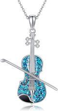 wholesale 925 Sterling Silver Turquoise Stone Musical Instrument Pendant Necklace for Women Girls Gift-0-0