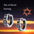 wholesale 925 Sterling Silver Black Star & Hexagram Hoop Earrings for Men - Vintage Gothic Punk Style-0-1