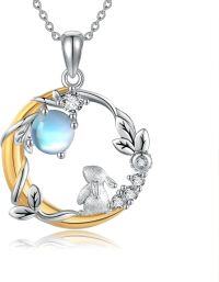 wholesale 925 Sterling Silver Moonstone Rabbit Pendant Necklace for Women - Easter/Mother's Day Gift-Moon Rabbit