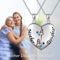 wholesale 925 Sterling Silver Mother Daughter Matching Necklaces with Colorful Butterflies and Hearts Pendant Jewelry Set for Mom & Daughter Gifts-0-3