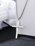 TOUPOP Sterling Silver Stainless Steel Cross Pendant Necklace-0-3