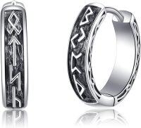 wholesale 925 Sterling Silver Celtic Knot Huggie Earrings with Star of David Design and Textured Finish-O-Viking Runes