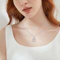 wholesale 925 Sterling Silver Giraffe Heart-Shaped Pendant Necklace with Cubic Zirconia Stones - Cute  for Women and Girls-0-5