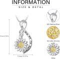 wholesale 925 Sterling Silver Infinity Love You Are My Sunshine Daisy Flower Pendant Necklace for Women-0-5