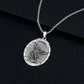 wholesale 925 Sterling Silver Saint Michael Pendant with Cubic Zirconia and Chain for Men-0-3