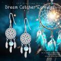 wholesale 925 Sterling Silver Moonstone & Feather Drop Dreamcatcher Earrings for Women and Girls-0-5