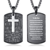 wholesale 925 Sterling Silver Black Stone Engraved Cross Dog Tag Pendant Necklaces for Men Gifts for Dad/Husband/Son-To My Son - 02