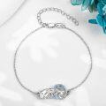 wholesale 925 Sterling Silver Dolphin & Blue Crystal Charm Bracelet - Mothers Day Gift for Her-0-3