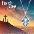 wholesale 925 Sterling Silver Blue Opal Cross Pendant Necklace for Women and Men-0-11