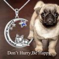 wholesale 925 Sterling Silver French Bulldog Moon Star Pendant Necklace for Girls-0-1