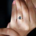 TOUPOP Sterling Silver Black Onyx Moissanite Women's Wedding Ring-0-3